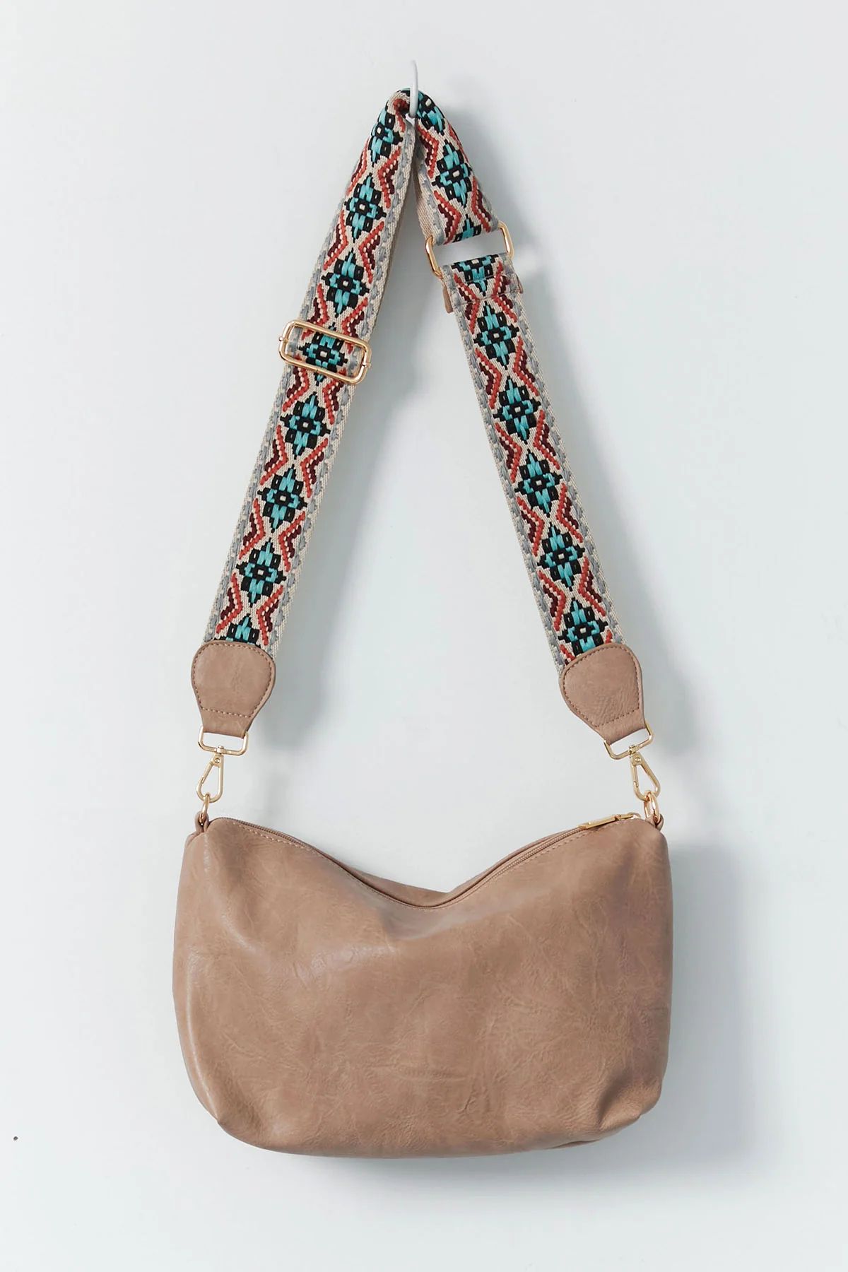 Stone Vegan Pouch Bag + Embroidered Medallion Strap Combo | Social Threads