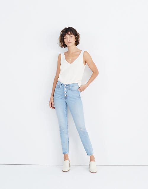 9" Mid-Rise Skinny Crop Jeans in Asbury Wash: Button-Front Edition | Madewell