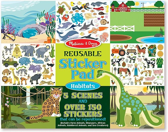 Melissa & Doug Reusable Sticker Pad: Habitats - 150+ Reusable Stickers 7 Ounces | Amazon (US)