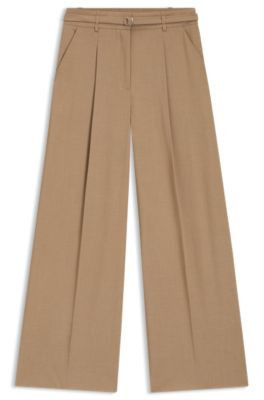 HUGO Buckled-belt trousers with pleat front - Patterned Women's Formal Pants size 4 | Hugo Boss (US)