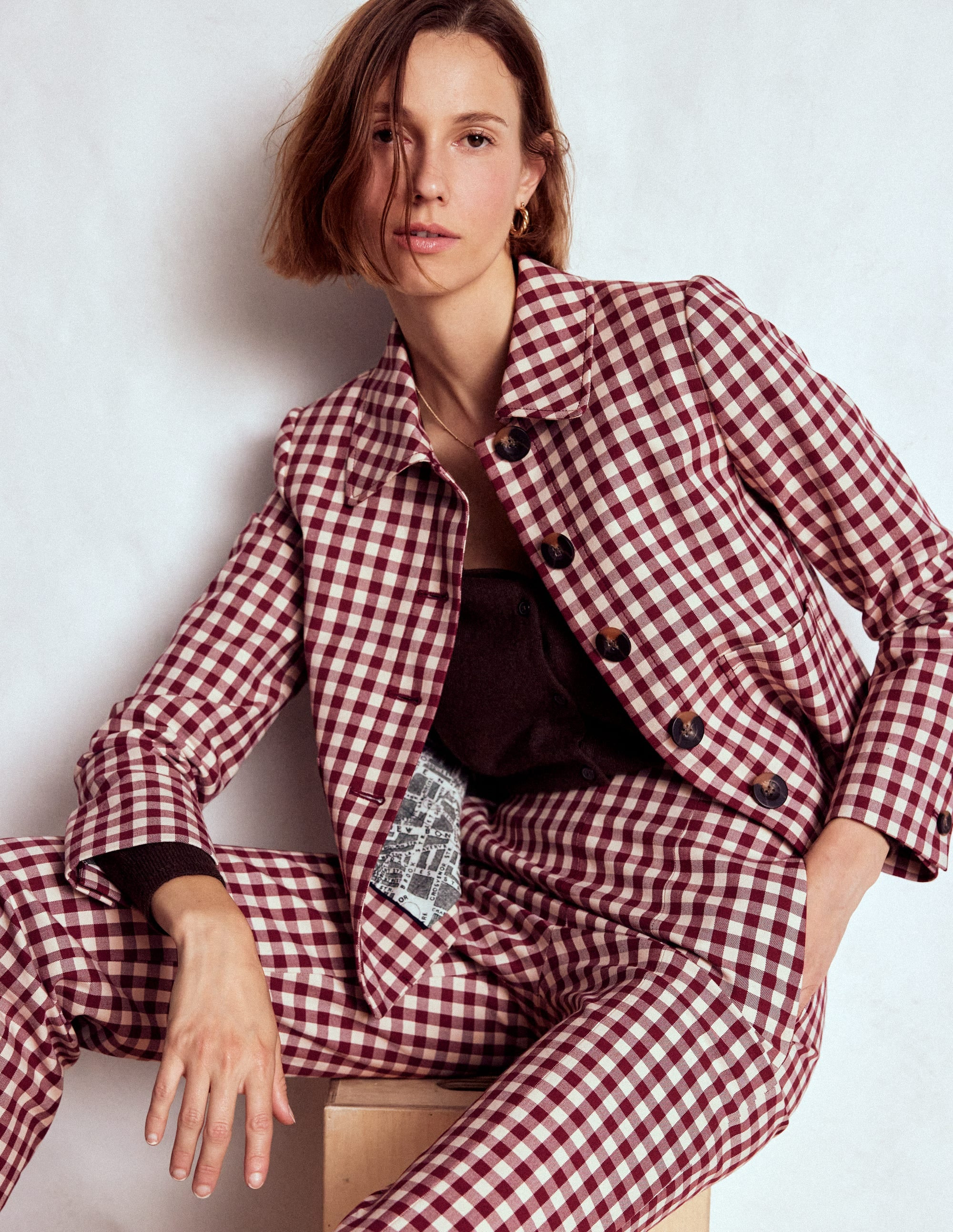 Knightsbridge Gingham Jacket-Chestnut Gingham | Boden (US)