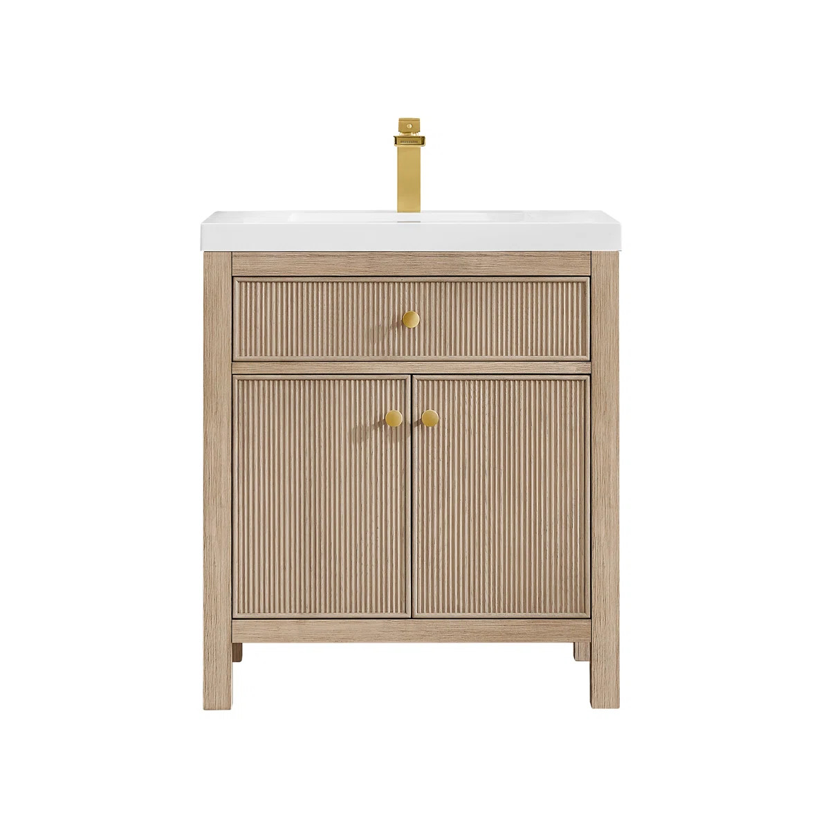 Lala 30" Single Bathroom Vanity in Engineered Stone Integrated Sink without Mirror | Wayfair North America