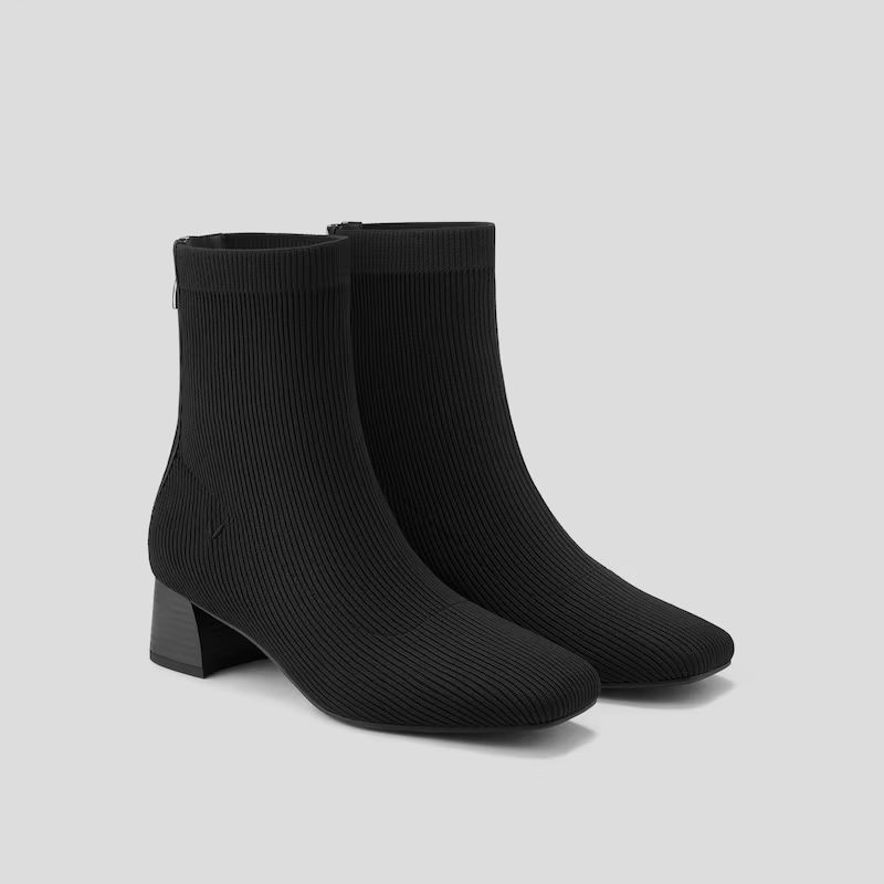 Zippered Square-Toe Water-Repellent Ankle Boots (Marcella) | VIVAIA