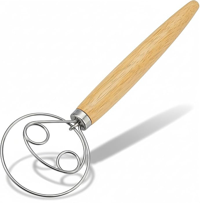 YIGEDA Danish Dough Whisk and Dough Hook - Stainless Steel Dutch Style Wooden Handle for Sourdoug... | Amazon (US)
