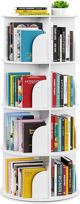 SpaceAid 4 Tier Rotating Bookshelf Tower, Spinning Bookcase Lazy Susan, Revolving 360 Book Shelf ... | Amazon (US)