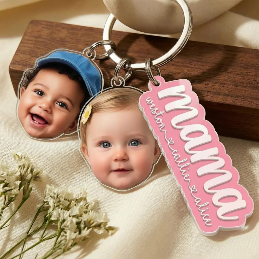 Custom Mama Keychain With Kids Face Charm,personalized Mother's Day Gift for Grandma,nana Keychai... | Etsy (US)