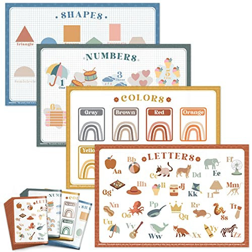 Babebay Disposable Placemats for Baby, 40 Pack Sticky Toddler Placemat for Restaurants, Dining Table, Party, Travel, 12" x 18" with 4 Designs | Amazon (US)