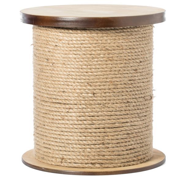 Vintiquewise Decorative Round Spool Shaped Wooden Stool with Rope | Target