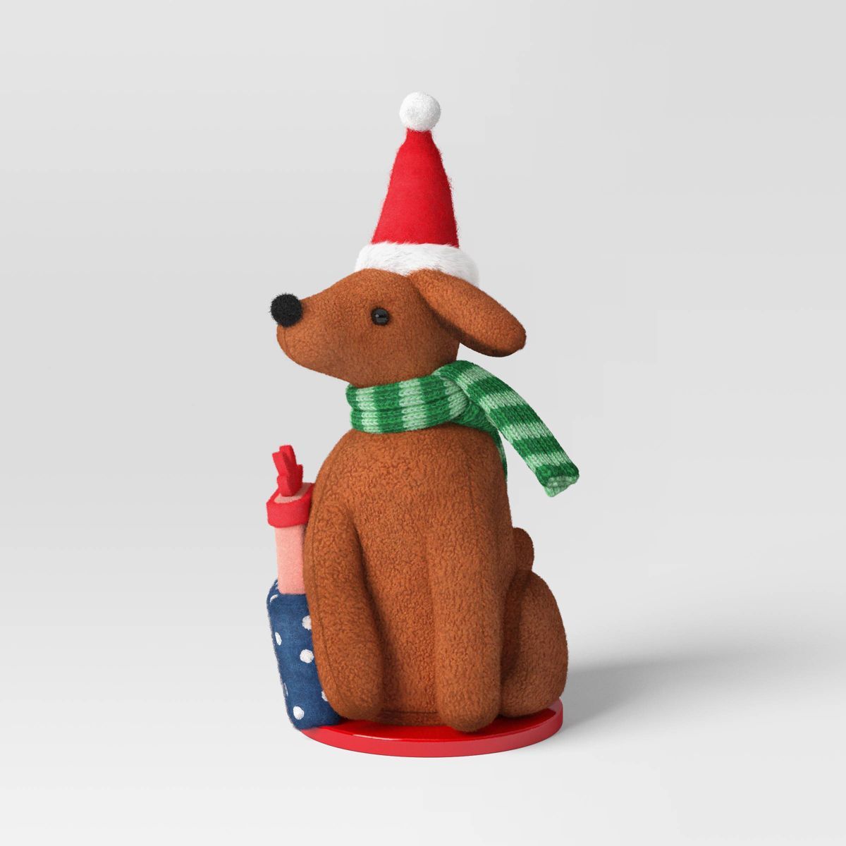 Santa Fabric Dog Figurine Wearing Scarf and Hat with Christmas Gifts - Wondershop™ | Target