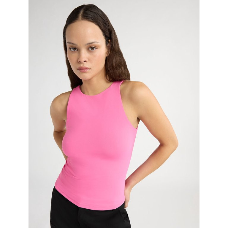 Scoop Women's Sleeveless High Neck Contour Tank Top, Sizes XS-XXL | Walmart (US)