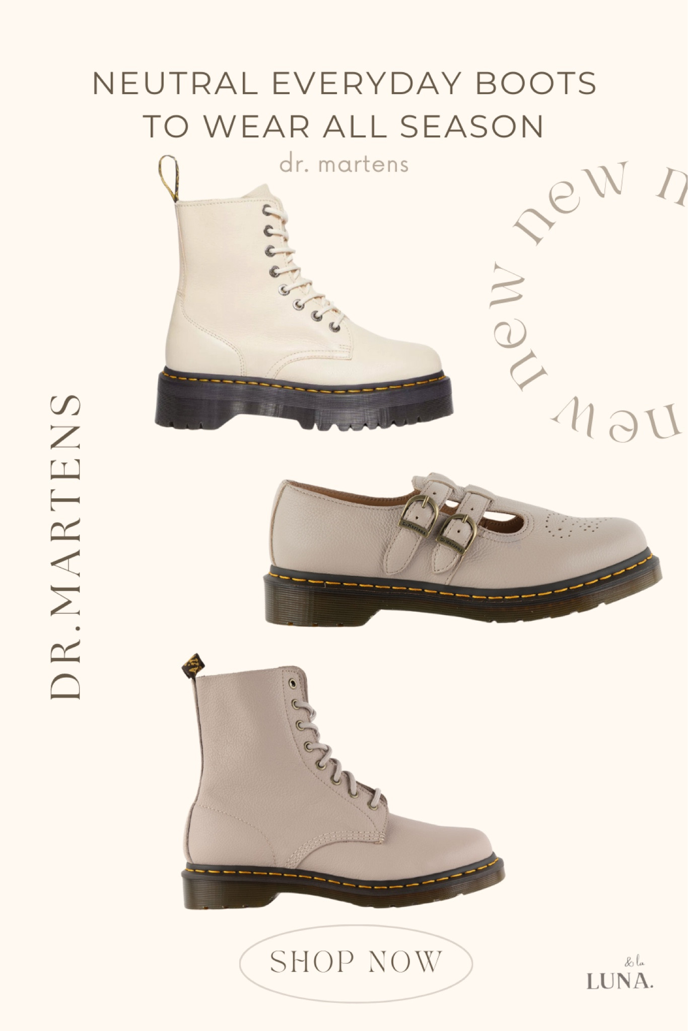 Neutral Boots for Everyday, Give the perfect neutral boots to your friend, family, or loved one this holiday season! These neutral shoes are perfect for everyday wear all year round!
Liven up your footwear collection with these three Neutral Dr. Martens shoes—a neutral staple for every wardrobe. Tap to shop these stylish Shoes!  #winterfashion #winterinspo #fashion2023 #y2k #winteraesthetic #winterfits #drmartens

#LTKCyberWeek #LTKHoliday #LTKshoecrush