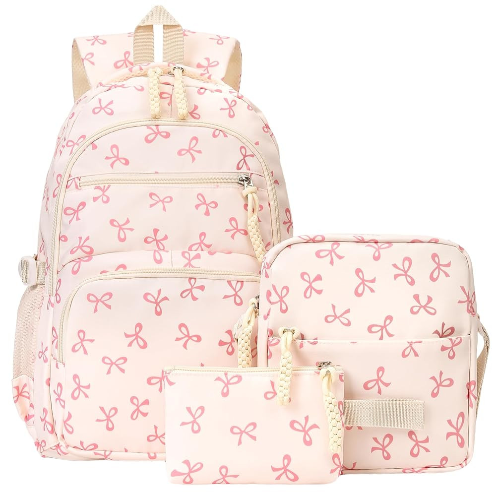Coquette Bow Backpack - Cute Kawaii Backpack Set Aesthetic Daypack Coquette Rucksack (A01 Bow Pin... | Amazon (US)