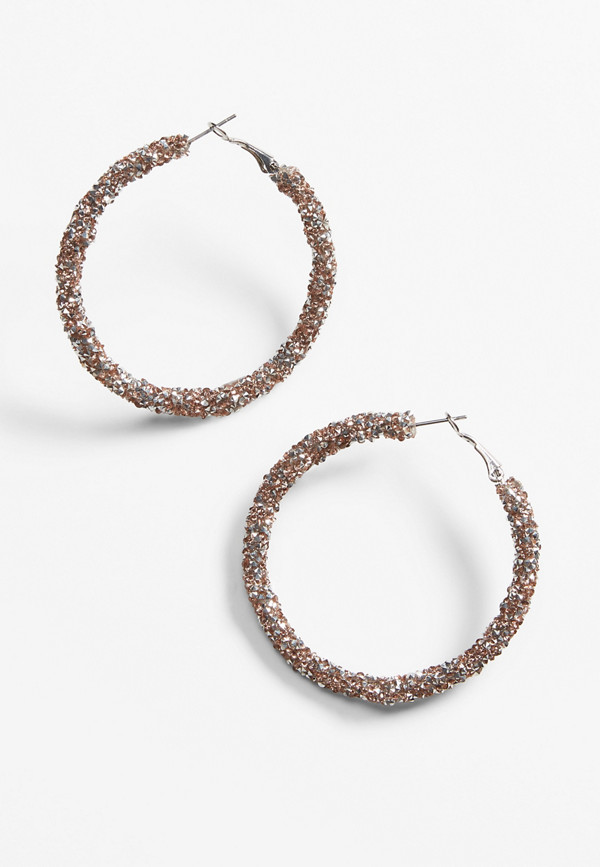 Glitter Hoop Earrings | Maurices