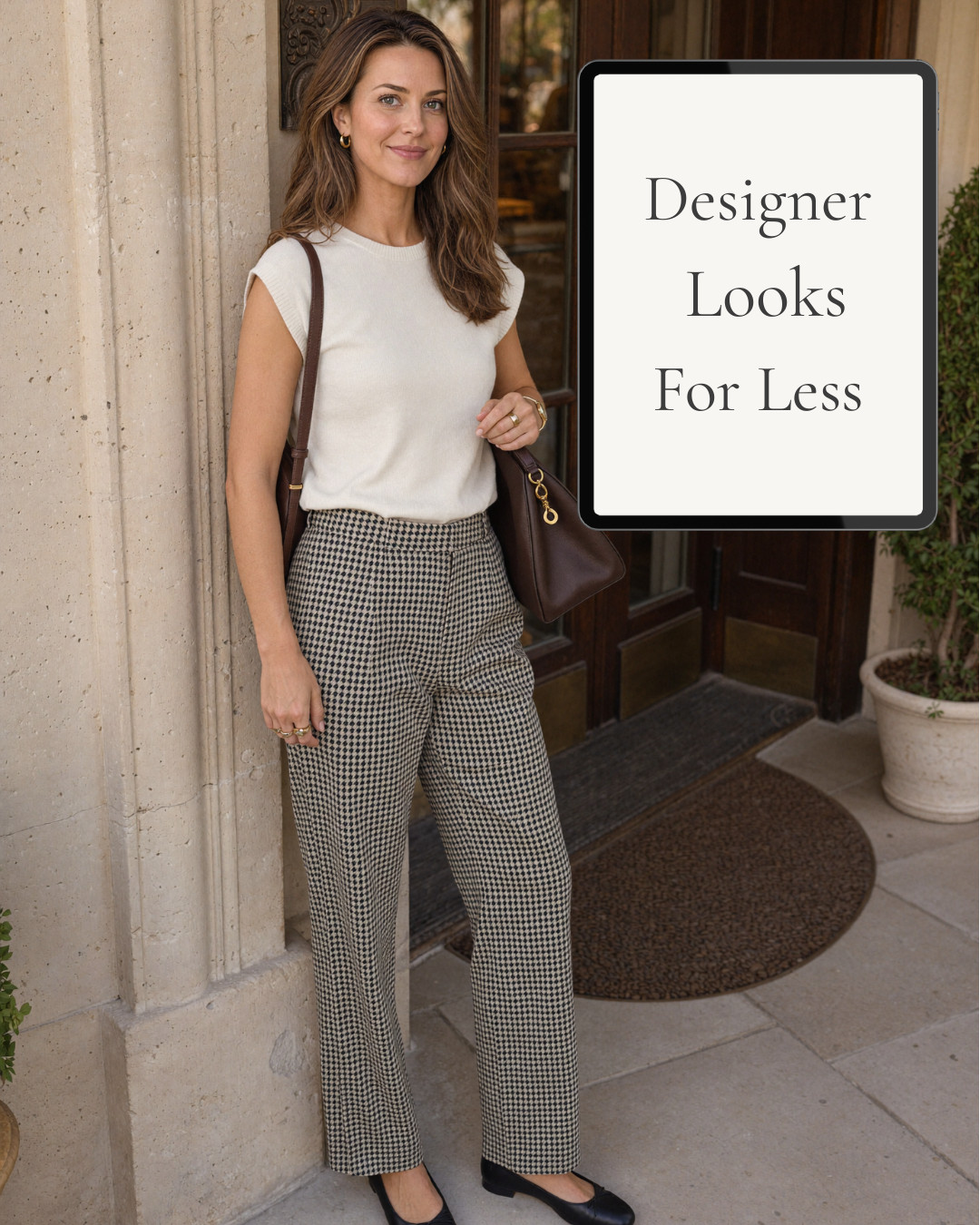 Looking expensive has far more to do with proportion, texture and restraint than the name on the label.

The formula: a fine-knit white sweater, tailored houndstooth trousers, classic ballet flats and a structured chocolate-brown bag. Timeless pieces, polished together—and no designer price tag required.


*Affiliate links: I may earn a commission from qualifying purchases at no additional cost to you.* 

 #LTKootd #LTKWorkwear
