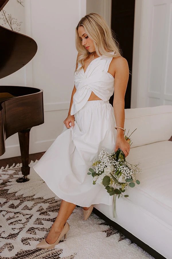 Social Hour Cut Out Midi Dress in Ivory | Impressions Online Boutique
