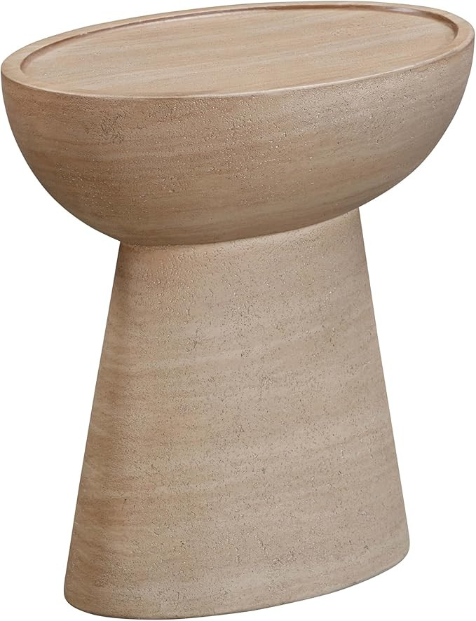 Eclipse Textured Faux Travertine Indoor/Outdoor Side Table | Amazon (US)