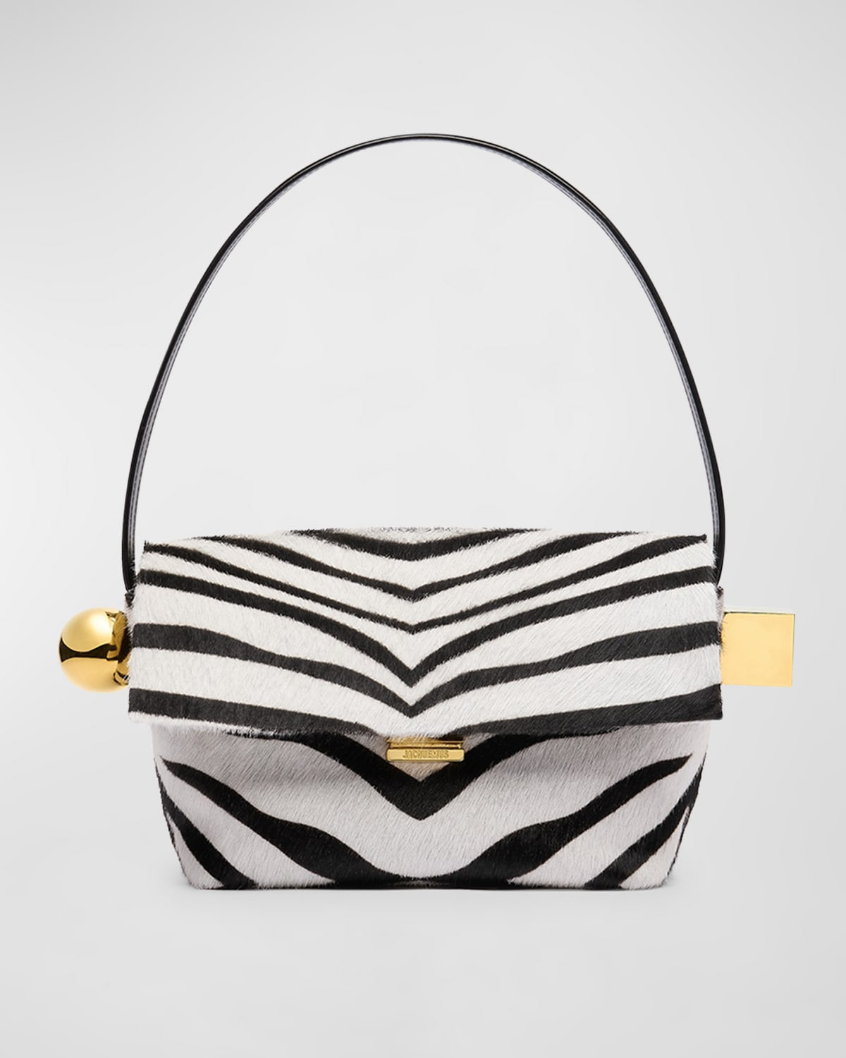 Le Rond Carre Zebra-Printed Leather Shoulder Bag | Neiman Marcus