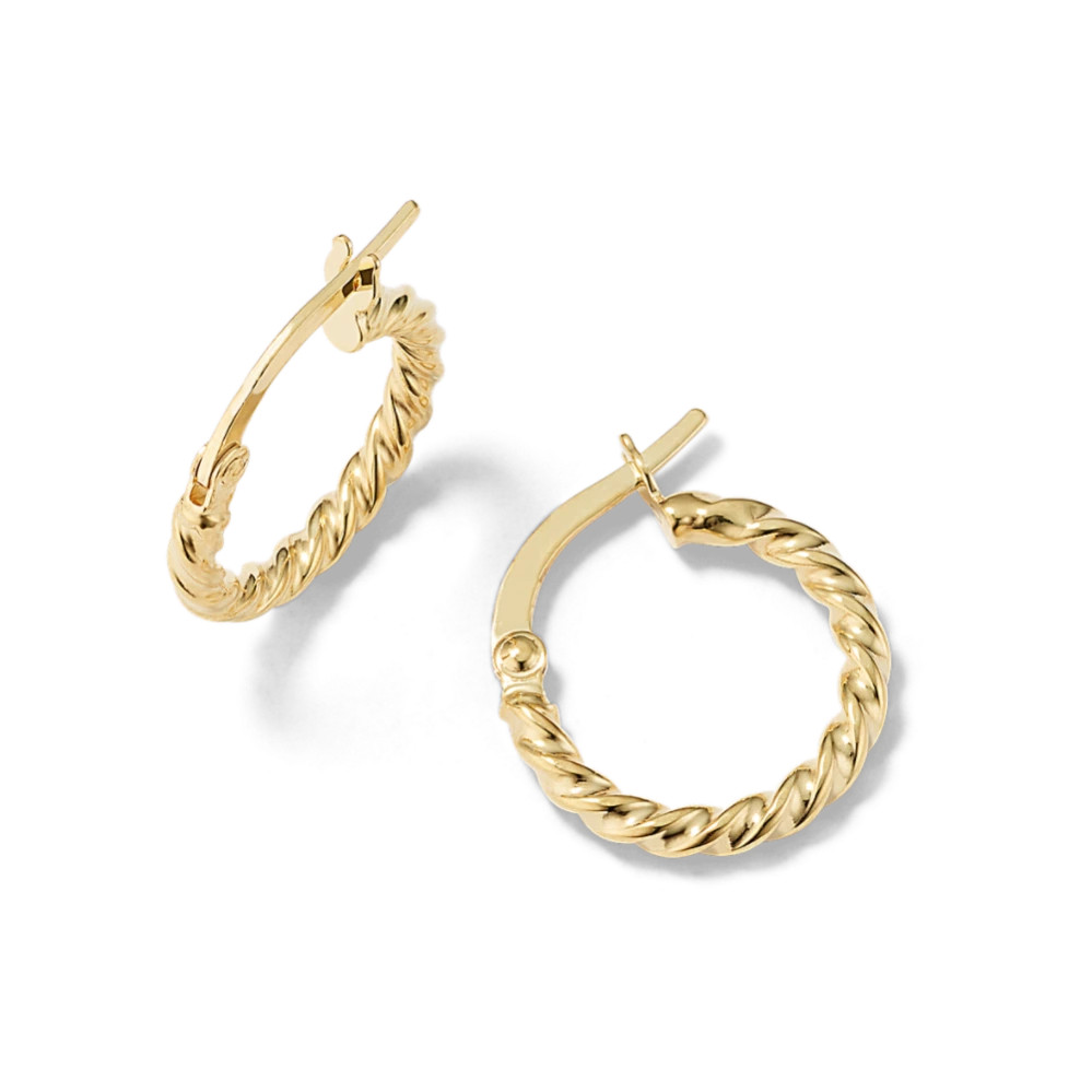 Fusilli 14K Yellow Gold Twist Hoops | Shane Co