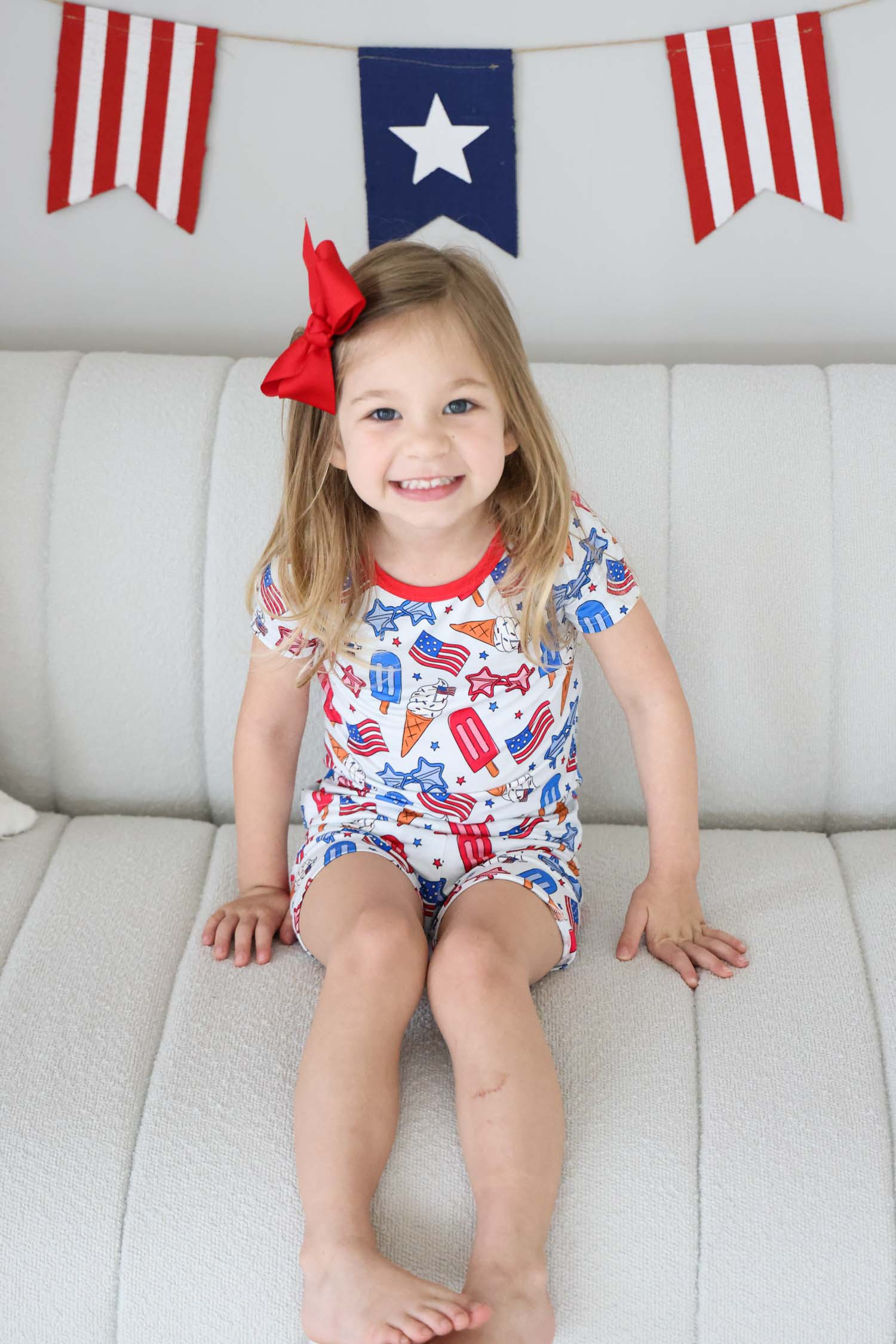 Two Piece Short Pajama Set | Red, White & Cool | Caden Lane