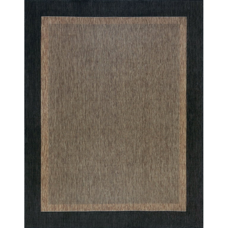 Transitional 8x10 Area Rug (7'10'' x 10'2'') Solid Border Gold, Black Indoor Outdoor Rectangle Ea... | Walmart (US)