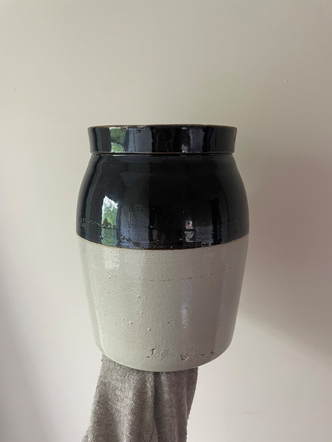 Antique Two Tone Salt Glazed Crock Primitive Stoneware - Etsy | Etsy (US)