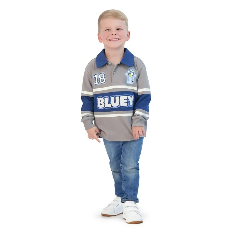Toddler Boy Bluey Long Sleeve Polo Shirt, Sizes 12 Months - 5T | Walmart (US)