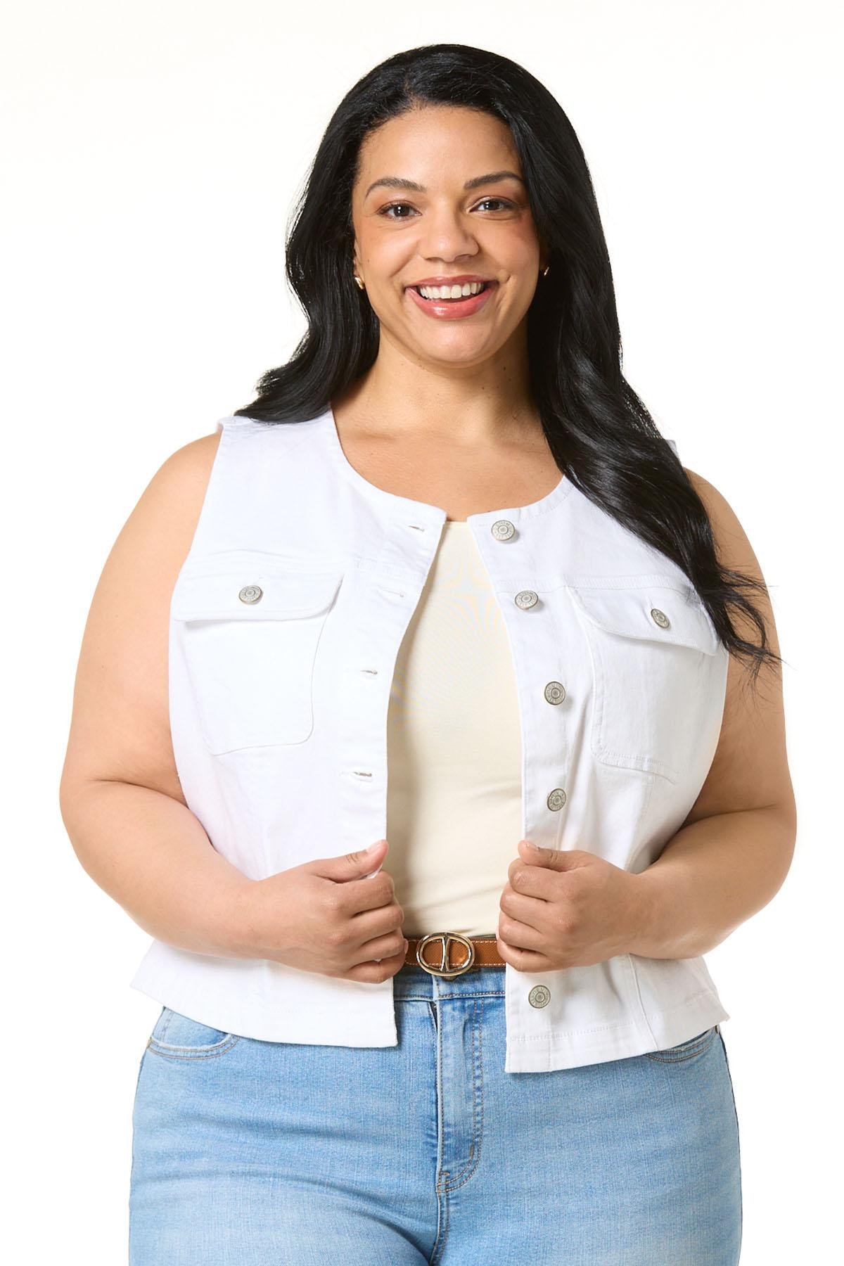 Plus Size White Denim Vest | Cato Fashions