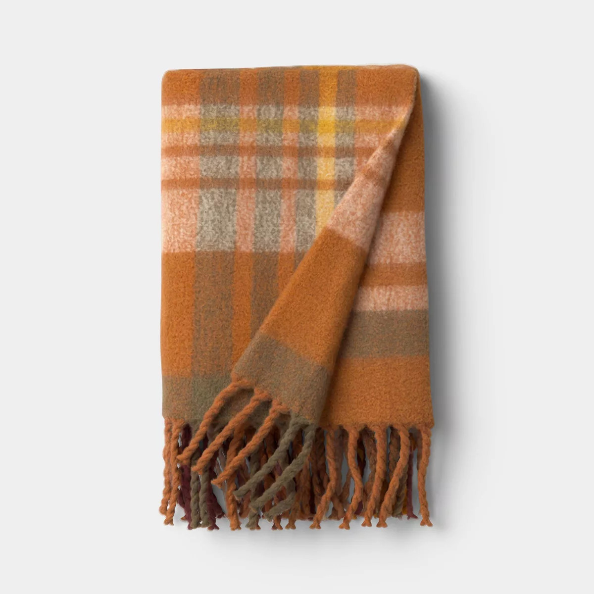 Plaid Faux Mohair Throw Blanket Orange - Threshold™ | Target