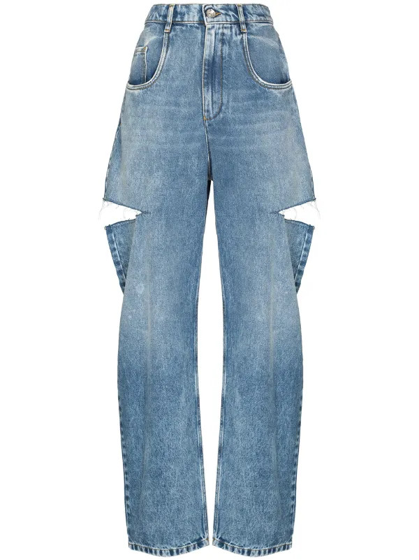 Maison Margiela Distressed straight-leg Jeans | Blue | FARFETCH | Farfetch Global