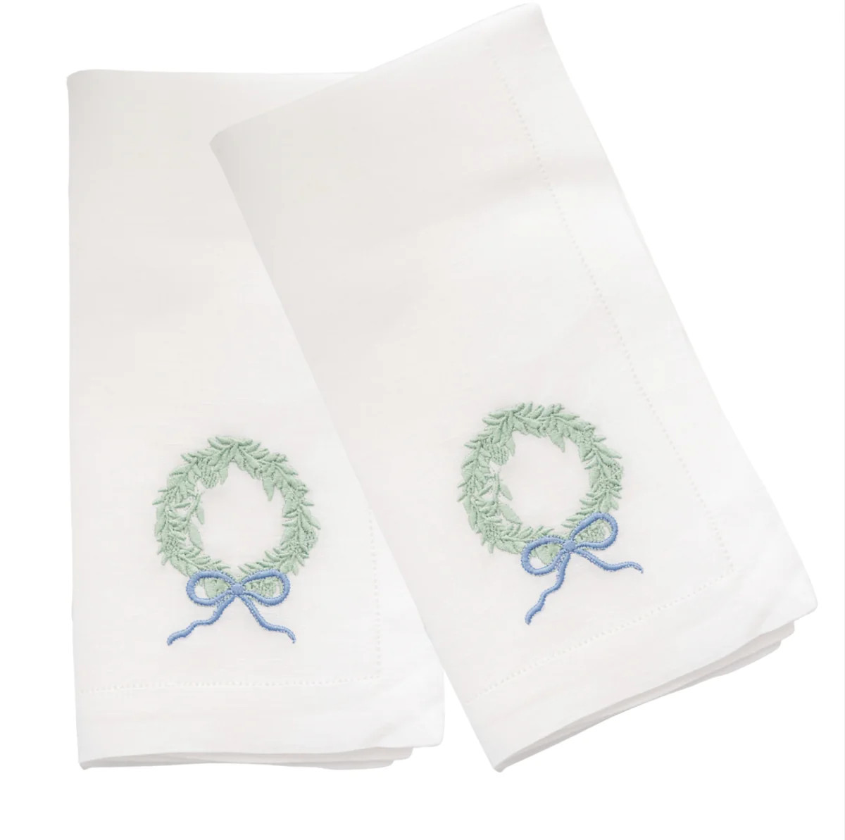 Boxwood Wreath Embroidered Dinner Napkins | Set of 2 | Christian Ladd Home