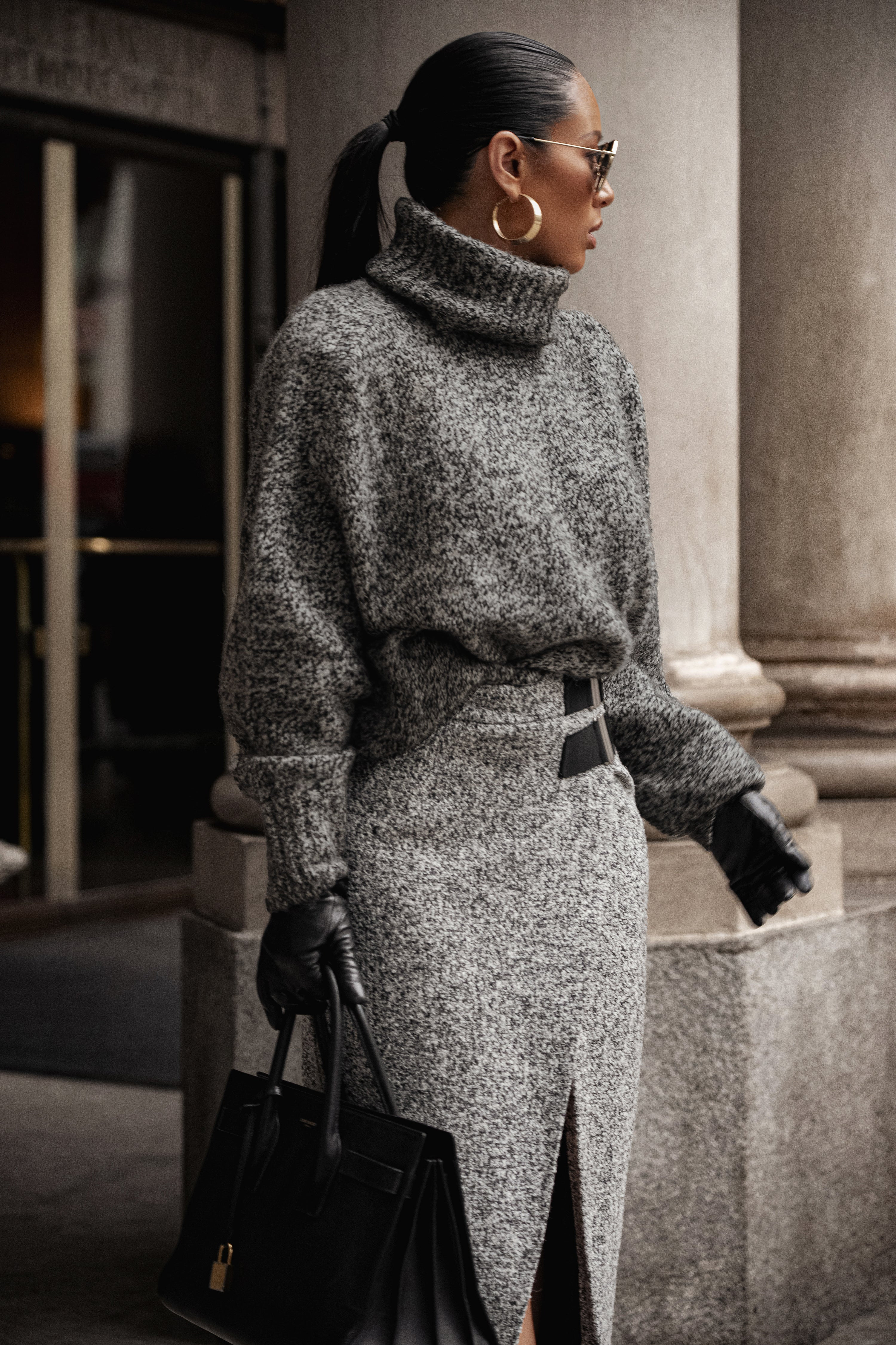 Grey New Beginnings Oversized Turtleneck | JLUXLABEL