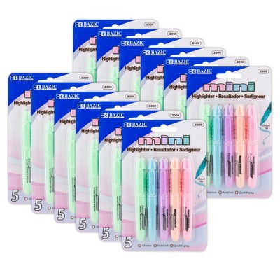 BAZIC Products® Mini Highlighter with Cap Clip, Pastel, 5 Per Pack, 12 Packs | Target