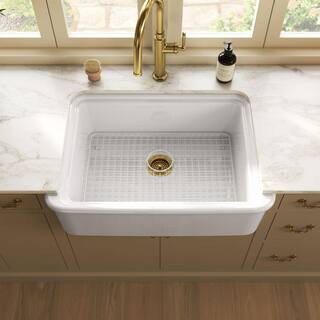 KOHLER Audrine by Studio McGee 32.5 in. Farmhouse/Apron-Front Single Bowl Fireclay Kitchen Sink I... | The Home Depot