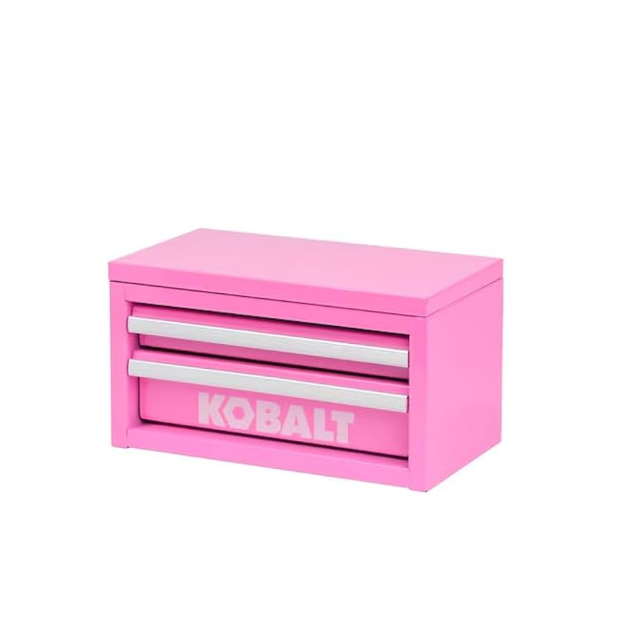 Brand: Kobalt
4.4
4.4 out of 5 stars
(13)
Mini 2-Drawer Bubble Gum Pink Steel Tool Box
 
 
 
 
 
 
Color: Bubble Gum Pink
 

Real Camo
 

Black
 

Blue
 

Bubble Gum Pink
 

Green
 

Grey
 

Pink
 

Pink Camo
 

Purple
 

Red
 

Teal
 

White
 

Hot Pink
Size: 2 Drawer
 
2 Drawer
2 options from $41.99
 
3 Drawer
See available options
 
Set
See available options
No featured offers available
Learn more
Delivering to Queen Creek 85142 - Update location
2 options from $41.99$41.99
Add to List
Similar item to consider Similar item to consider

Amazon Basics Steel Tool Box Storage and Organization Drawer...
4.4 out of 5 stars (572)
$30.49
 | Amazon (US)