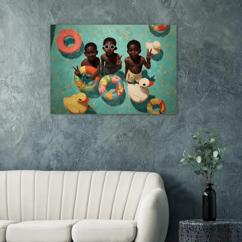Swim Art, Swimmer, Black Portrait, Black Boy Art, Black Swimmer, Folk Art, Native Art, African Am... | Etsy (Global)