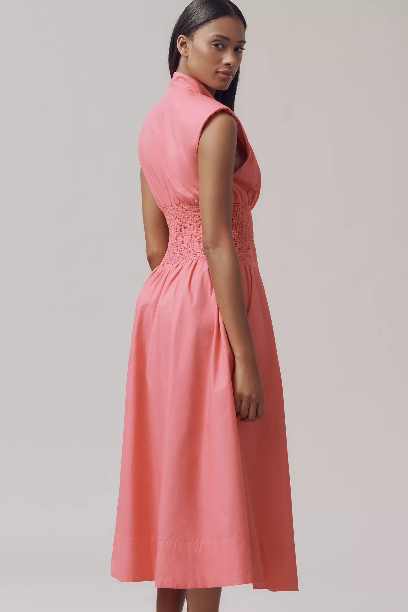 The Tommie Cap-Sleeve Smocked Front-Zip Shirt Dress | Anthropologie (US)