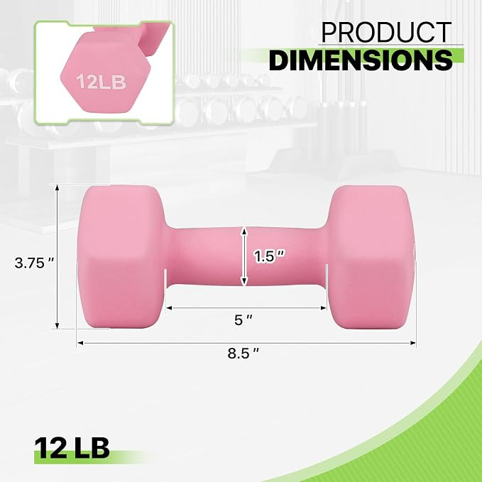 Dumbbells Hand Weights Set, Neoprene Coated Hexagon Workout Dumbbell for Women and Men, 1, 2, 3, ... | Amazon (US)