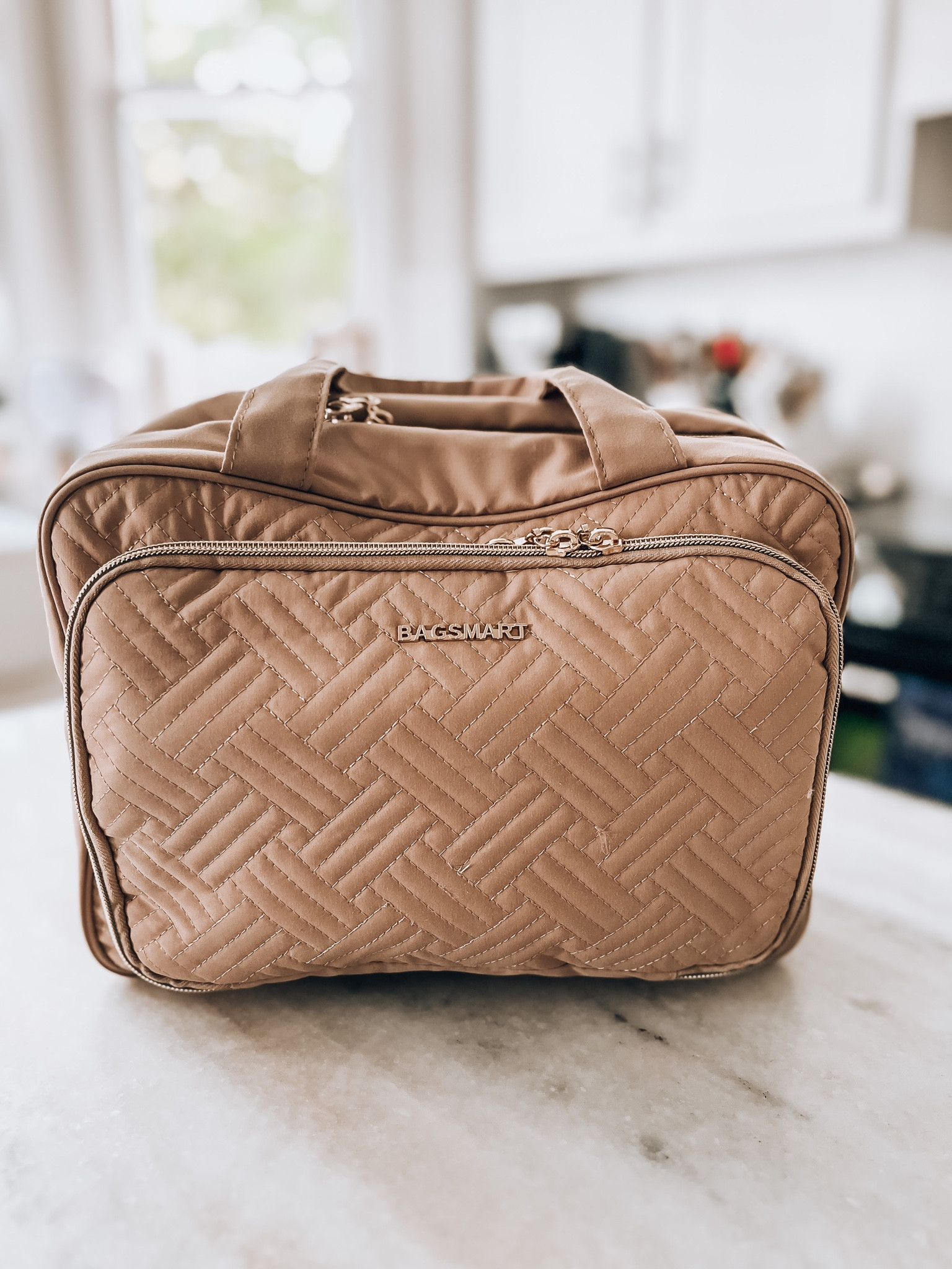 BAGSMART Toiletry Bag Hanging Travel Makeup Organizer with TSA Approved Transparent Cosmetic Bag Makeup Bag for Full Sized Toiletries 

Convenient Design - Stow-away 360 degree swivel non-slip metal hook for versatile hanging options; Carry handle doubles as its hanging strap; Two-way zipper closure for quick access
Interior Design-Inner main pockets with elastic straps hold bottles upright; Double zipper compartment for easy access the items even not full-opened the bag; Transparent sides for providing clear overview of contents.

#LTKsalealert #LTKitbag #LTKxPrimeDay