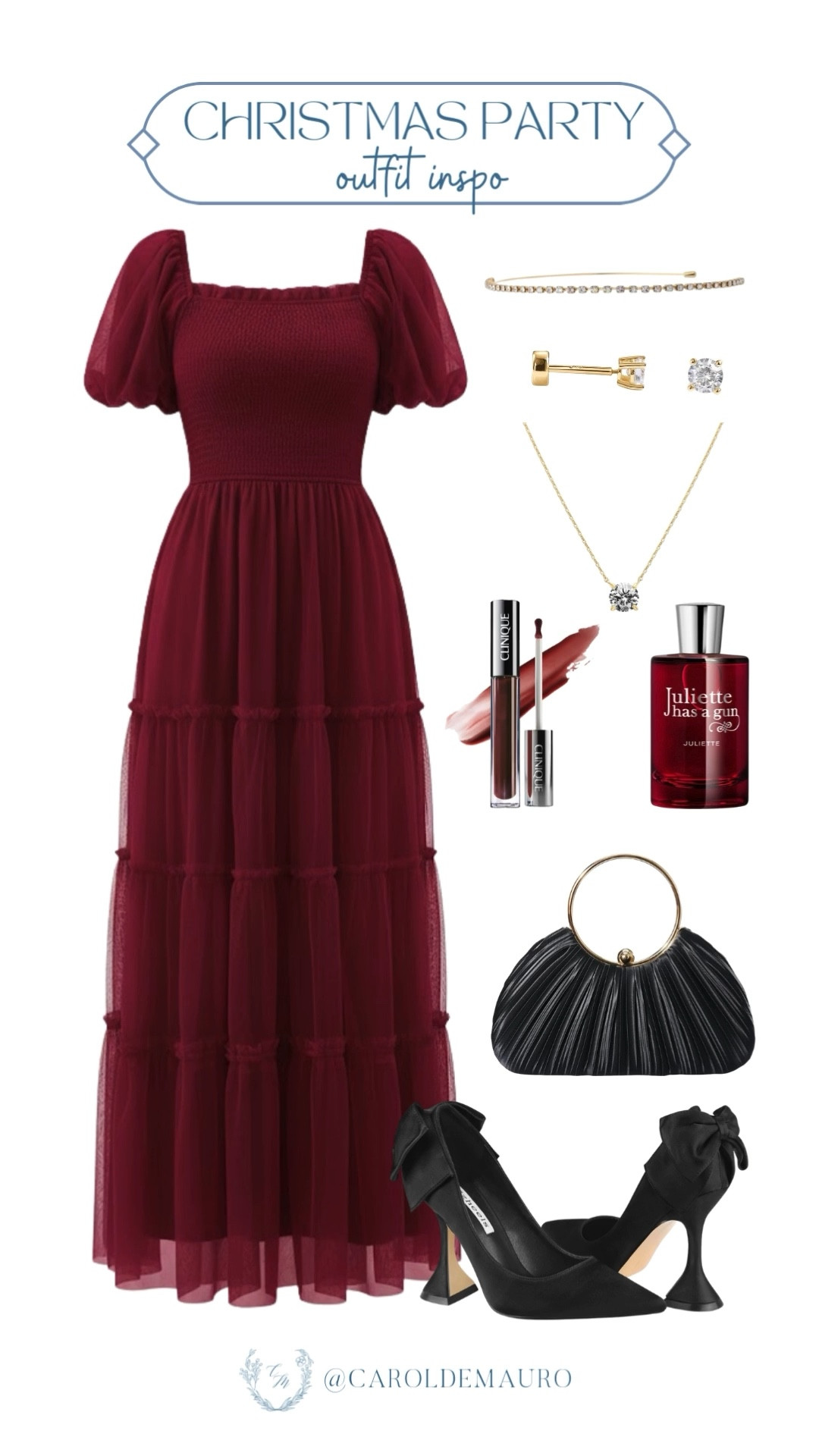 Effortlessly show elegance when you wear this rich burgundy tulle dress from Amazon! Complete the look with black, bow-detailed pumps and a stylish clutch, perfect for carrying your essentials.

christmas party outfit, holiday look, formal wear, party dress, dainty accessories, red and black, style inspo, affordable wear

#LTKFindsUnder50 #LTKSeasonal #LTKHoliday