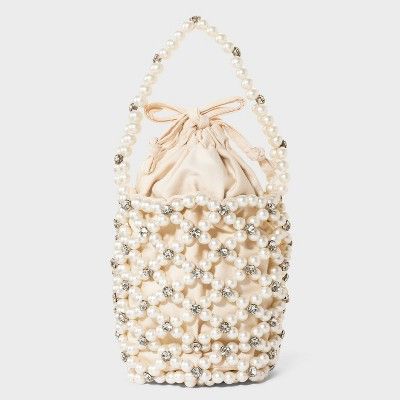Mini Embellished Pearl Bucket Bag - A New Day™ Off-White | Target