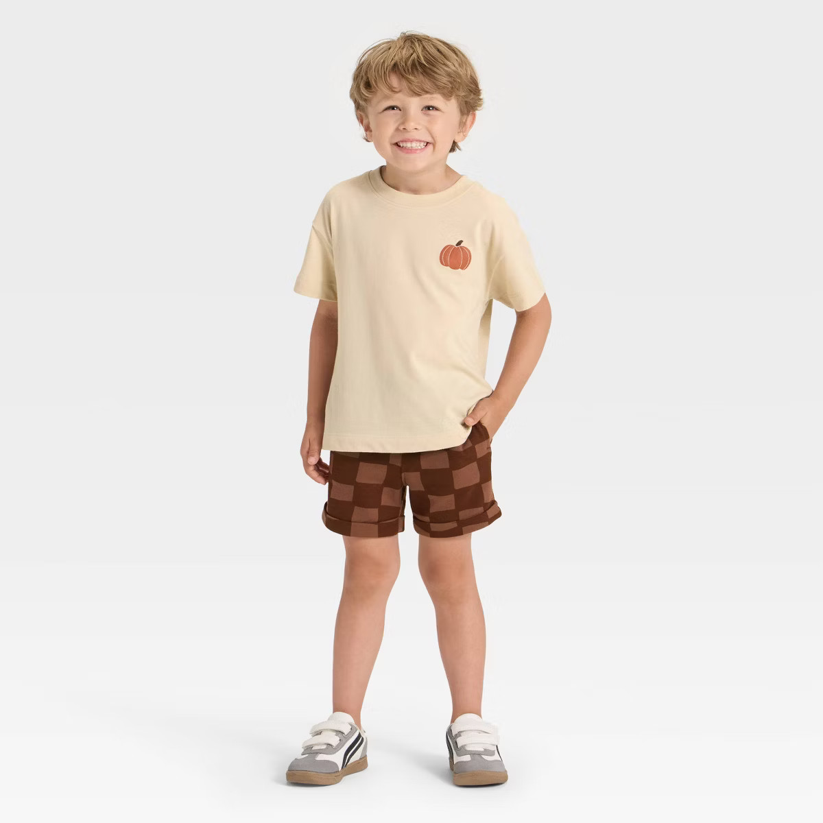 Toddler Boys' Short Sleeve Pumpkin Spice French Terry T-Shirt and Shorts Set - Cat & Jack™ Khak... | Target