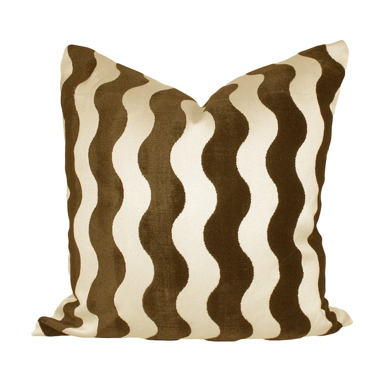 Schumacher Wave Velvet Pillow Cover in Brown, 10x20, 14x20, 20x20 Pillow Cover, Designer Velvet P... | Etsy (US)