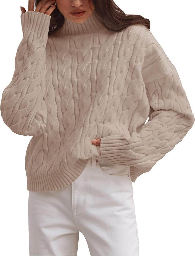 ZESICA Women's Sweaters 2026 Spring Long Sleeve Mock Neck Solid Color Casual Loose Chunky Pullove... | Amazon (US)
