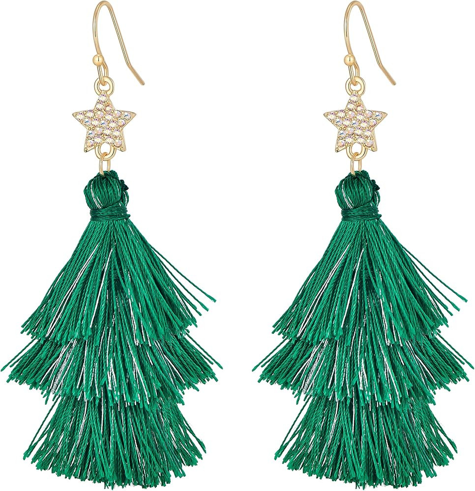 INNERDIVA Christmas Earrings for Women Red and White Stockings Brown Reindeer Cute Stud Earrings | Amazon (US)