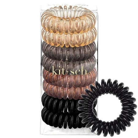 Kitsch Spiral Hair Ties Coil Hair Ties Phone Cord Hair Ties Hair Coils - 8pcs Brunette | Walmart (US)