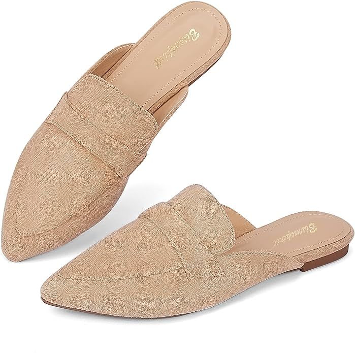 BISON SPIRIT Mules for Women Flats Pointed Toe Slip On Mules Comfortable Loafer Shoes | Amazon (US)