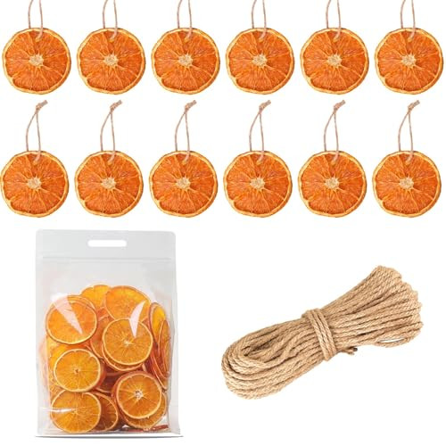 30 Pcs Dried Orange Slices, with 30Pcs Hemp Rope, Christmas Wreath Making Supplies for X-mas Tree... | Amazon (US)