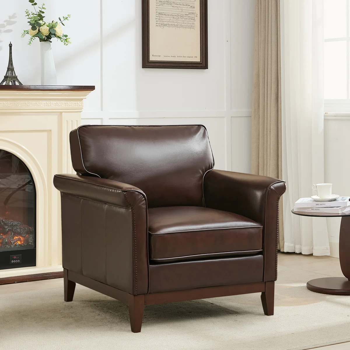 Hamse Genuine Leather Upholstered Accent Armchair | Wayfair North America