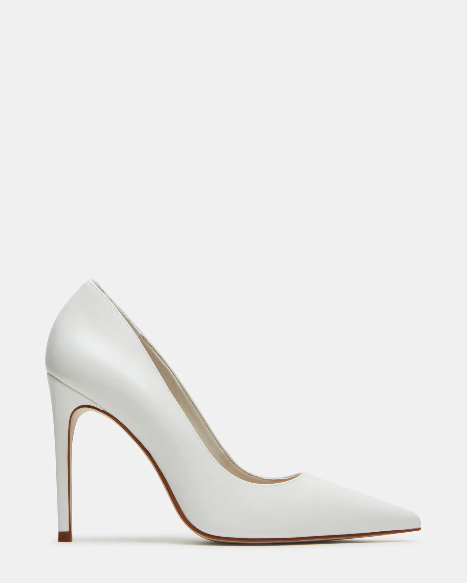 NOIR White Leather Pointed-Toe Stiletto Pump Women's Heels | Steve Madden (US)