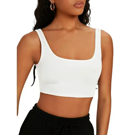 Casual Solid Scoop Neck Tank White Women Tank Tops & Camis (Women s) | Walmart (US)